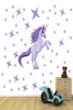 Autocollant Mural violet pour filles, autocollant artistique personnalisé licorne pour chambre de princesse, autocollant Mural pour chambre à coucher, pépinière, étoiles, animaux, Mural2021954