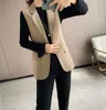 2024 autumn Fashion Vest Women spring Jacket Turndown Single Button Wasitcoat Female Black Sleeveless Office Casual Blazer Y2K 240301