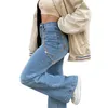 Pantalons Femmes Femmes Large Jambe Denim Automne Hiver Vêtements Taille Haute Droite Surdimensionné Baggy Flare Jeans Pantalon Y2k Streetwear