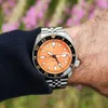 Uhren Montre Luxe Original Seikx 5 Sport Herrenuhr Seilko Orange Zifferblatt 10 Bar Edelstahl Automatik Chronograph Uhren Designer Luxus Herrenuhr Dhgate Neu