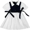 Robes de fille Vêtements pour enfants été 2023 nouvelle petite robe chemise à manches courtes pour fille style coréen vêtements doux robes une pièce pour enfants 240315