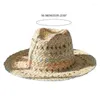 Cappelli a tesa larga Cappello di paglia fatto a mano Elegante colorato decorato da sole per le donne Festa Semplice da spiaggia Lady lavorata a maglia