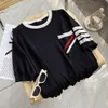 2022TB Fashion Brand Four Bar Pocket Slash Casual Short Ice Silk Knitwear Top Womens Short Sleeve T-shirt Summer