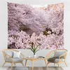 Tapisserie de forêt de fleurs de cerisier rose fleurs de printemps tenture murale tapisseries en tissu couverture murale florale pour la décoration de salon à la maison 240304