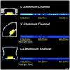 Andra belysningstillbehör 16x16mm LED -aluminiumkanalsystem ER V -formstempanspår med vita ändkåpor och montering av DHS5I