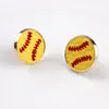 Boucles d'oreilles dos bijoux de sport femme coeur Baseball Stud Football volley-ball basket-ball en bois