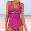 Maillots de bain pour femmes One Piece Femmes Spaghetti Strap Deep V Cou Sexy Monokini Été Ruché Slim Fit Maillots de bain Maillots de bain