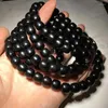 Strand todo preto chifre barril 108 contas pulseira diy