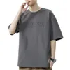 Short Sleeved T-shirt for Mens Summer New Steel Printed Fashionable Bottom Shirt Trend Loose