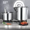 356210L Stock Pot Soup Rostfritt stål hink matlagning Ångare Kokare Stew Canning Sauce med lock 240308