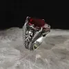 Bijoux pour hommes griffe de dragon dominateur pierre rouge naturelle bagues en or 14 carats pour hommes accessoires de fête anniversaire noël bague de bijoux de luxe