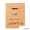 Pendentif Colliers 12 colliers du zodiaque avec carte-cadeau Constellation signe pendentif chaînes Sier collier pour hommes femmes bijoux de mode Epa Dhxyg
