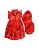 Zestawy odzieży Baby Girls Ubrania w stylu chiński w stylu szorty Vintage Brocade kwiatowe topy Qipao koszulka 2 szt. Czerwone stroje cheongsam4998291