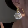 Moda 14K Sarı Altın Büyük Kabuk Damla Küpe Kadınlar Geometrik Düzensiz Vintage Basit Earrigns Mücevher Partisi Hediyesi