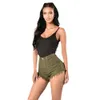 Nieuwe wollen rand elastische denim shorts en hotpants met hoge taille voor dames, 3 kleuren, 5 maten