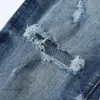 Jeans nödställda motorcykelcyklist Jean Rock Skinny Slim Ripped Hole Letter Top Quality Brand Hip Hop Denim Pants 480