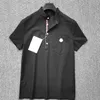 Мужские поло, повседневная рубашка с вышивкой, хлопковая футболка высокого качества с лацканами, полосатая короткая рубашка-поло, мужские топы, футболки, дизайнерские футболки, азиатский размер M-3XL