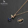 Висячая люстра Xuping Jewelry, Новое поступление, модные квадратные серьги с кристаллами золотого цвета, очаровательное ожерелье с подвеской для женщин и девочек, изысканный подарок 24316