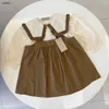Fashion Princess Dress Girls Tracksuits Baby Clothes Taille 90-140 cm Kids Grand Col Col à manches longues et Camisole Jupe courte 24MA