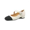 Casual Shoes 2024 Spring/Summer Mary Janes äkta läder runda tå höga hälkvinnor pumpar för zaptos de mujer