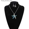 Conjuntos de joyas de boda Pendientes Collar Conjuntos de joyas de animales para mujeres Rainbow Horse Starfish Collares Party Charm S1 Q240316