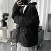 Japonya Tarzı Sonbahar Kış Kargo Ceket Erkekler Mutipoklar Yüksek Kaliteli Kapşonlu Fermuar Ceketleri Sokak Giyim Açık Jacktes 240305