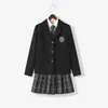 Japanska skoluniformer för tjej Autumn Winter Multicolor Long Blazer sätter veckad kjol JK Sailor Tie Anime Cos Costume 240323