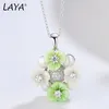 Laya 925 Sterling Silver Fashion Natural Shell Flower High Quality Zircon Freshwater Pearl Necklace For Women Wedding Jewelry 240306