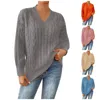 Осенне-зимний женский свитер 2023, корейский модный трикотаж, теплые вязаные пуловеры с длинными рукавами и v-образным вырезом, облегающая рубашка, джемпер 240228