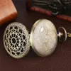 Relógios de bolso vintage bronze aranha web relógio steampunk oco quartzo relógio analógico para homens mulheres pingente colar corrente relógio