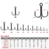 Тройные крючки из высокоуглеродистой стали, 1000 шт., острый рыболовный крючок для морской воды, колючий яркий оловянный крючок для морской рыбалки, двойное усиление, оптовая продажа 240313