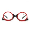 Solglasögon kvinnor retro läser glasögon mode glasögon konstnärlig rund ram vikbar makeup presbyopia 1.0 till 3,5 oculos