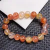 Pulseras de eslabones 12 mm Color natural Fuego Hematoide Cuarzo Pulsera Moda Joyería de cristal Brazalete para mujeres Curación Regalo de vacaciones 1 unids