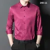 Freizeithemden für Herren 2024 Frühling und Herbst Neues Herren-Langschlittenhemd lberry Silk Business Casual Herren formelles modisches No-Stretch-HemdC24315