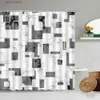 Shower Curtains Geometric Shower Curtain Set Creative Grey Marble Backdrop Decor Modern Polyester Fabric Bathroom Decor Bath Curtains With Hooks Y240316