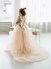 Милое детское кружевное бальное платье, платья для девочек-цветочниц, 2024, с галстуком-бабочкой сзади, фатиновое платье принцессы, парадное вечернее платье на свадьбу 240313