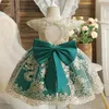 Robes de princesse élégantes brodées pour bébés filles, dos nu, nœud en dentelle, robe de soirée de mariage, Costume de cérémonie pour enfants 240311