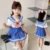 Dresses Baby Girls Clothes Sets Summer Bow Striped Tops Pleated Skirts Suits Cute Sailor Moon Cosplay Party Custume Children Clothes Set