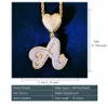 Heart Bail Double Layer Cursive Letter Pendant For Men Women Micro Pave Zircon AZ Name Necklace Chain Hip Hop Jewelry 240311