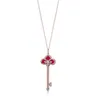 Designer Tiffay och Co New Year Limited 18K Rose Gold Key Necklace 925 Sterling Silver Red Agate Clavicle Chain Female Gift