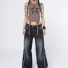 Canotte da donna Y2K Star Print Top corto a righe Harajuku Grunge con cinturino sull'orlo Canotta ritagliata Canotta slim fit E-girl Gothi Goth Mall Streetwear