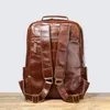 Backpack Highend Large Capacity A4 Vintage Black Brown Cowhide Top Grain Genuine Leather 14'' Laptop Women Men Travel Bag M0825