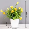 Dekorativa blommor 1 st simulerade falska konstgjorda växter hem dekor tablett prydnad eucalyptus bonsai liten