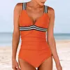 Maillots de bain pour femmes One Piece Femmes Spaghetti Strap Deep V Cou Sexy Monokini Été Ruché Slim Fit Maillots de bain Maillots de bain