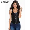 Tanks Aonve Steampunk Bovenborst Vrouwen Corset Rode Stalen Botten E Top Zwart Gothic Kleding Punk Goth Lijfje Halloween Kostuums