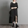 Casual Dresses Japanese Yamamoto Dark Black Style Patchwork Mesh Irregular Chic Vintage Autumn Dress Street Fashion Women Spring