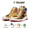 المصمم T Trump Sneakers Trump Trump Trump Shoes Gold لا يستسلم أبدًا على السحوبات العالية 1 TS Gold Custom Sneakers Most Sport Trendy Lace-Up Shoes