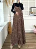 Abbigliamento etnico Donna Estate Cinghia per spaghetti Festa Festa Vestito estivo Musulmano Dubai Turchia Abaya Vestido ZANZEA Maxi stampa floreale vintage