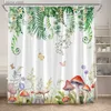 Tende da doccia Floreale Girasole Tenda da doccia Farfalla Primavera Acquerello Fiore Foglie verdi Pianta Moderna e minimalista Tende da bagno Decor Y240316