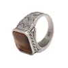 Ring aus echtem, reinem 925er-Sterlingsilber, antik, Vintage-Stil, für Herren, natürlicher Achat, Tigerauge, feiner Schmuck 240305